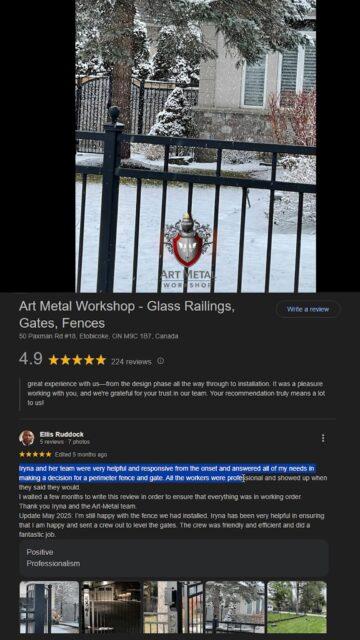 Google Review (2) for Art Metal Workshop - Perimeter Fence and Gates #googlereviews #artmetalworkshop #perimeterfence