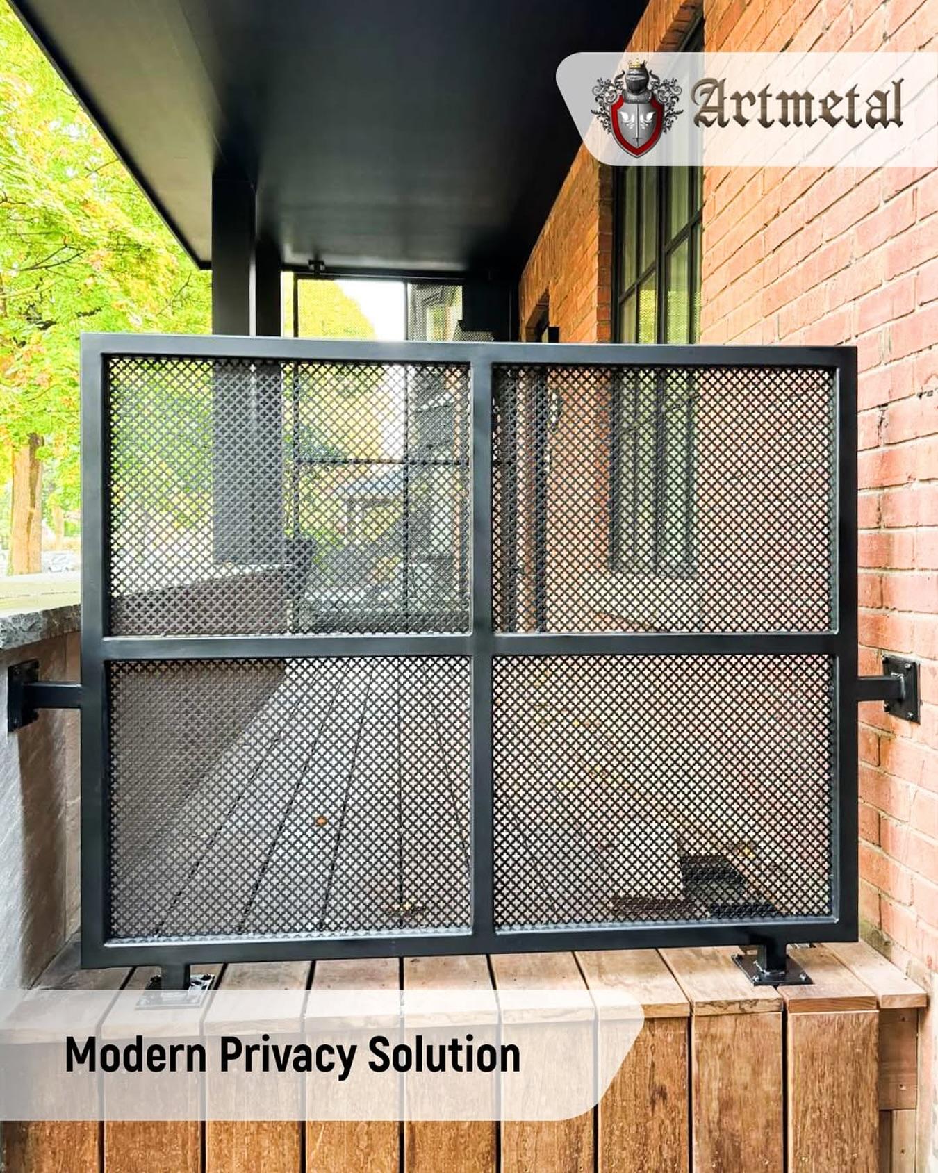 A perfect blend of privacy, airflow, and modern design — this custom perforated metal partition was crafted to enhance both function and aesthetics. Our client wanted a solution that defines the space while maintaining an open feel, and this sleek, industrial-style partition does just that😉Made from durable, weather-resistant materials, it’s built to last while seamlessly integrating into the surrounding architecture. Whether for patios, balconies, or walkways, this design ensures security and privacy without blocking light or airflow😌Looking for a custom metalwork solution that balances style and functionality? Contact us today!#toronto #glassrailings  #instahome #customdesign #exteriördesign