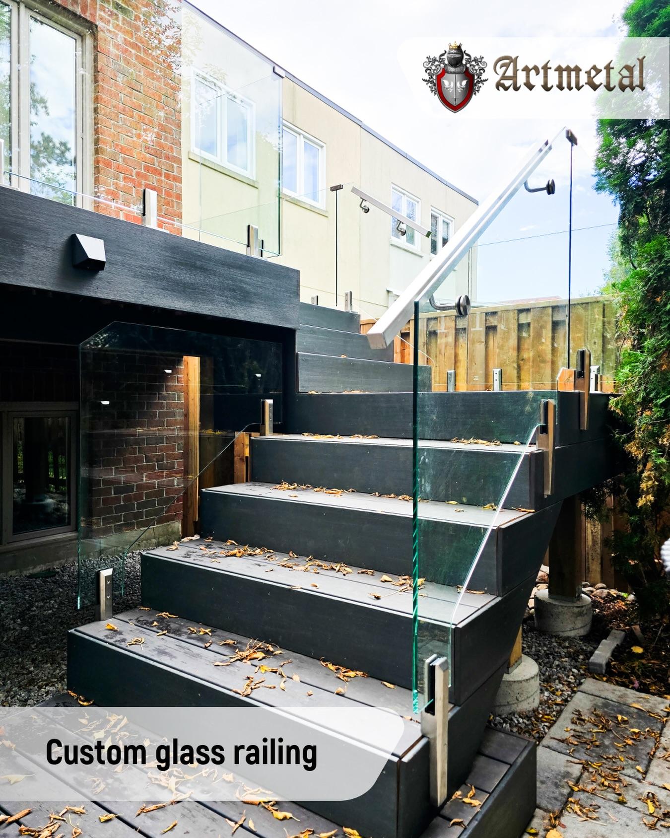 Another project wrapped up — and we couldn’t be happier with how it turned out! This custom glass railing system completely transformed the look of this backyard space😌The combination of dark decking, clear glass panels, and stainless steel hardware gives the stairs and deck a clean, modern look. The glass keeps everything open and bright while still providing a strong, secure barrier. Every detail — from the handrail to the glass alignment — was done with precision to make sure it looks seamless from every angle.We’re proud of how this one came together. Simple, sleek, and built to last — exactly what we love to deliver.#ArtMetal #railings #CustomMetalwork #HomeExterior #CurbAppeal #TorontoHomes #MetalCraftsmanship
