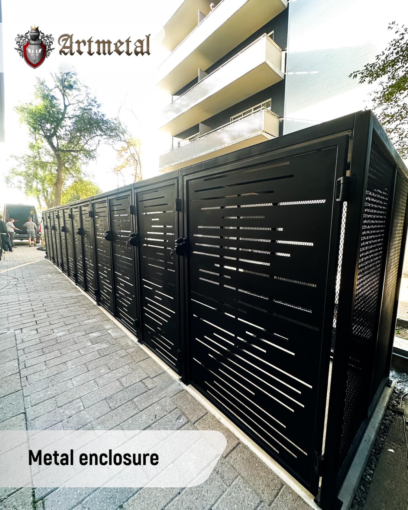 Clean lines, durability, and a modern touch — this custom metal enclosure was designed to perfectly fit the needs of this property while keeping the overall look sharp and cohesive☺️We created these steel panels with a perforated, laser-cut design that provides both ventilation and privacy. The matte black finish not only looks sleek but also offers excellent protection against the elements. Each door section is fitted with secure latches and precision-aligned hinges to ensure long-lasting function and easy access.Strong, clean, and built to last — that’s what we’re all about. Another great project wrapped up by the Art Metal team🖤#ArtMetal #metalenclosure #CustomMetalwork #TorontoHomes #CurbAppeal #SecurityWithStyle