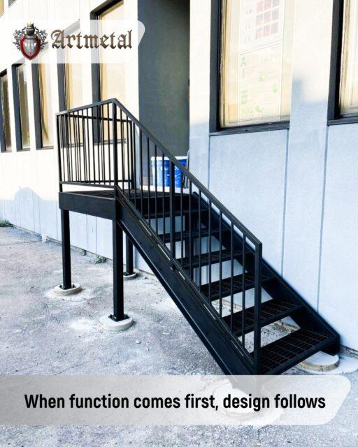 These steel stairs were fabricated to provide safe, reliable access while maintaining a clean, minimal aesthetic. Open grating, solid supports, and precise welding make this structure both practical and visually balanced for a modern exterior. Planning a metal solution for your building? Let’s schedule your appointment😌#ArtMetal #railings  #Customgates  #IndustrialDesign #TorontoMetalwork BuiltForPurpose